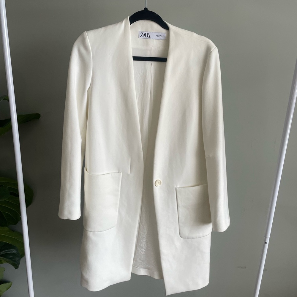 Zara White Overcoat Size XS